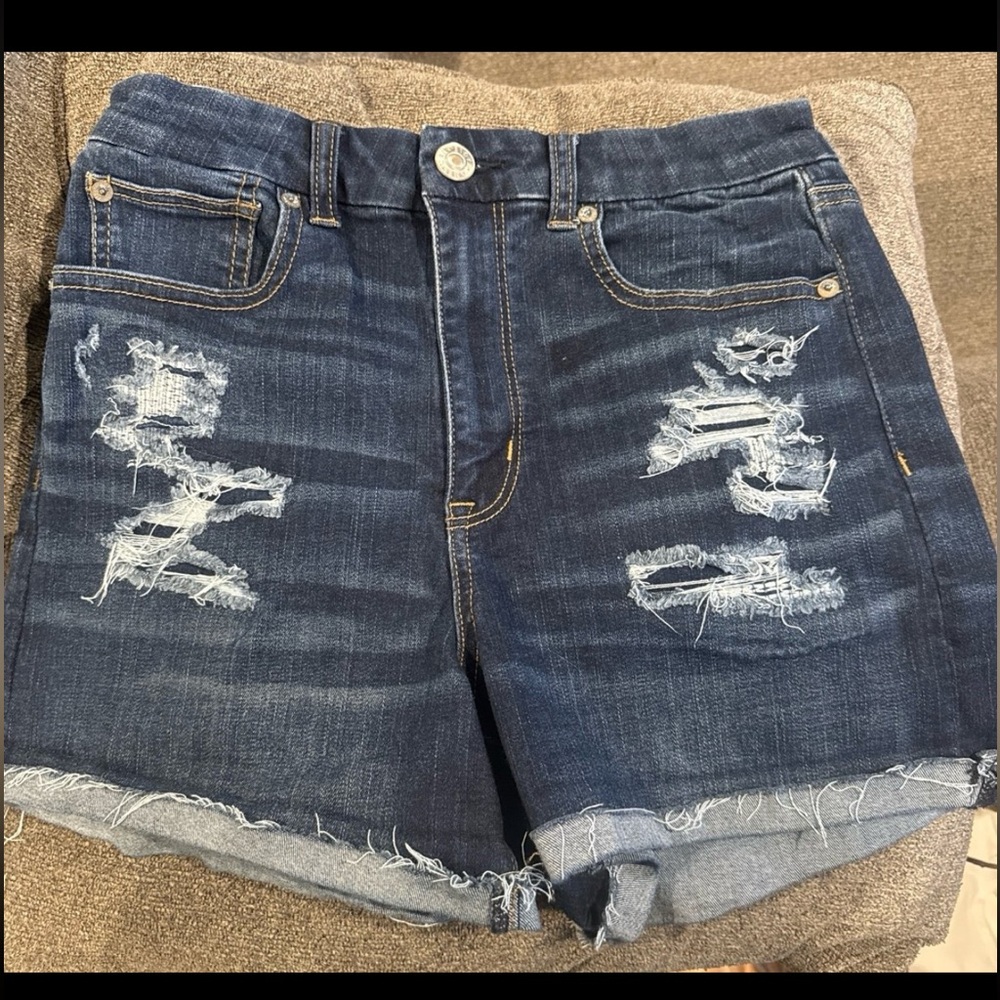 American Eagle Outfitters Blue Distressed Jean Shorts